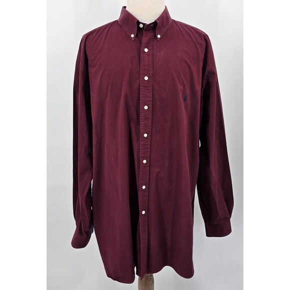 Ralph Lauren Maroon/Wine Button Down Men's Shirt 3XLT - Picture 2 of 6